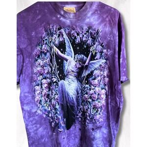 Enchanting Vintage '00s Fairy Graphic Tee - Purple Tie-Dye